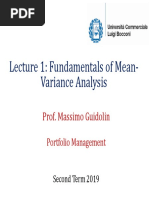 Lecture 1: Fundamentals of Mean-Variance Analysis: Prof. Massimo Guidolin