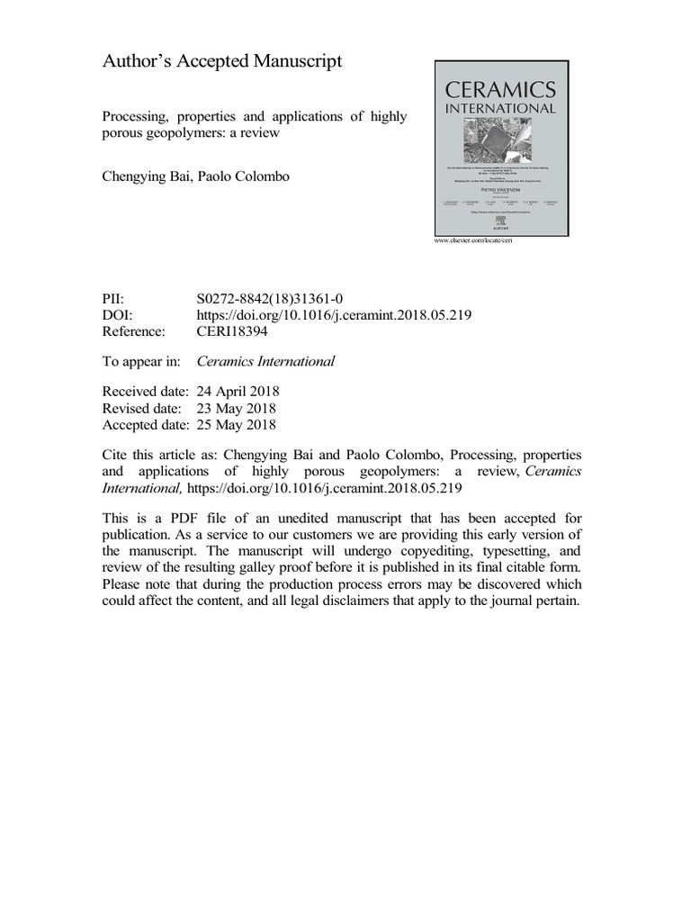 Author's Accepted Manuscript Ceramics International PDF Porosity