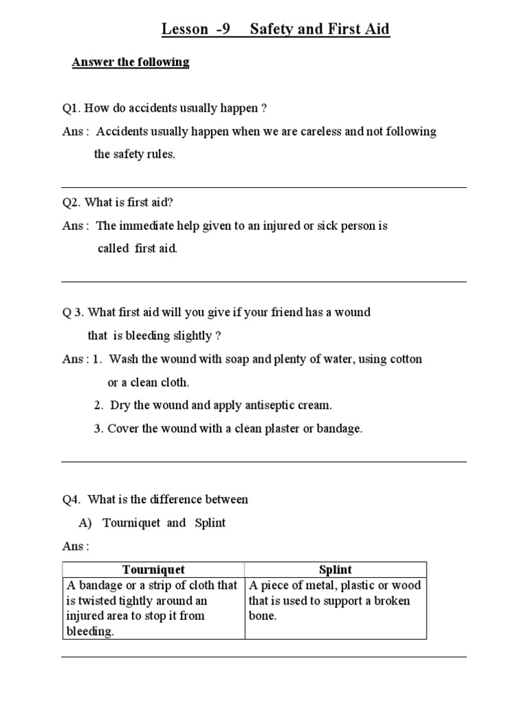 Safety and First Aid Notes PDF First Aid Fires