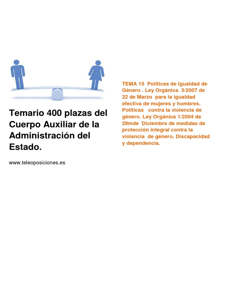 Tema 15 Igualdad y Violencia de Genero PDF | PDF | Igualdad de género ...