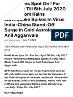 Predictions Spot On ! For Fortnight Till 5th July 2020 Havoc From Rains Earthquake Spikes in Virus I