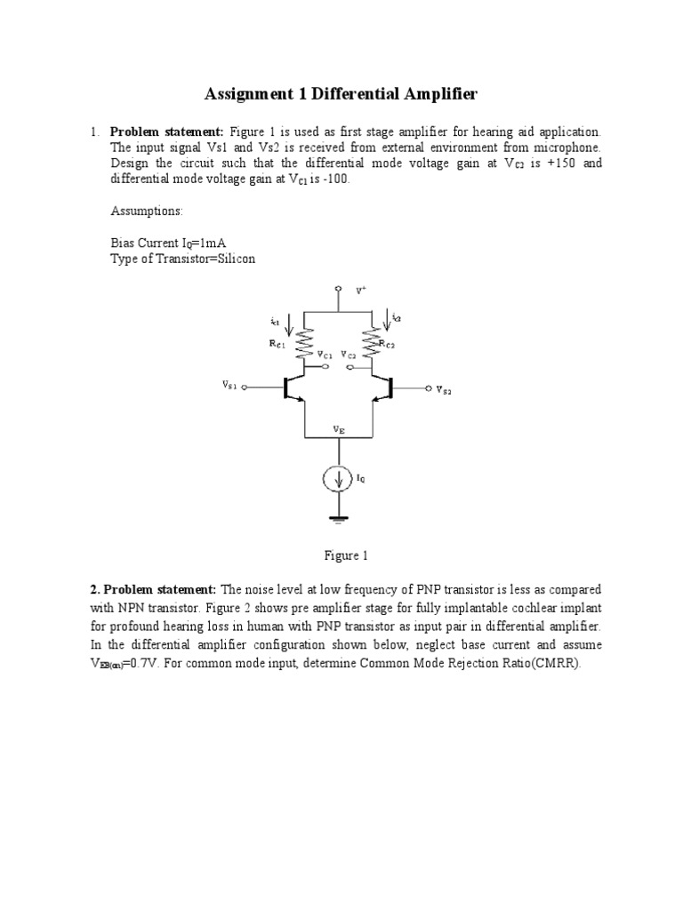 Assignment 1 Differential Amplifier PDF