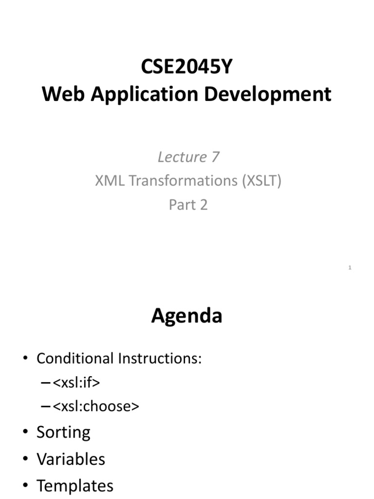 CSE2045Y Web Application Development: XML Transformations (XSLT) | PDF ...