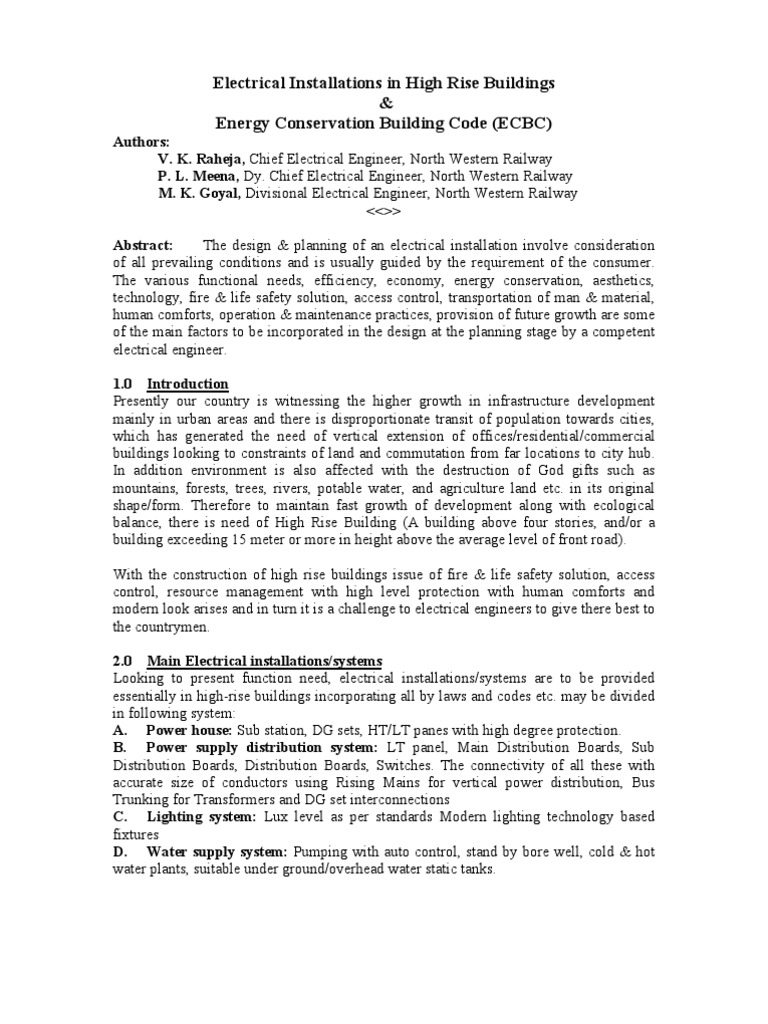 Electrical Design for High Rise Buildings | PDF | Air Conditioning ...