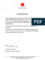 Recommendation Letter: Research Center, in The Capacity of A Budget Officer, His Duties Also