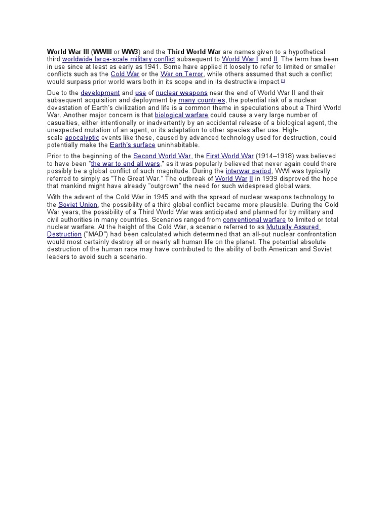Hypothetical Scenarios of World War III | PDF | Politics