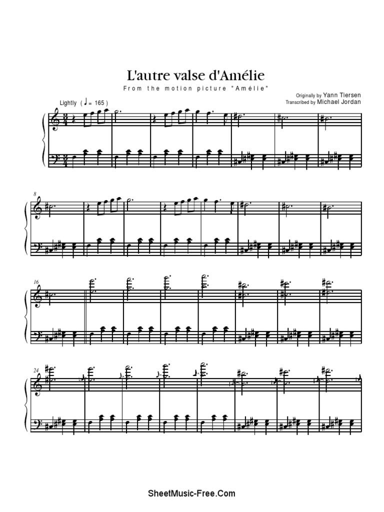 L - Autre Valse D - Amélie Sheet Music Yann Tiersen (SheetMusic Free Com) |  PDF
