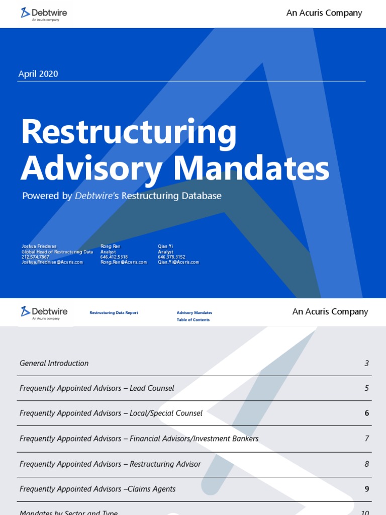 April 2020 Restructuring Advisory Mandates PDF | PDF | Chapter 11 ...