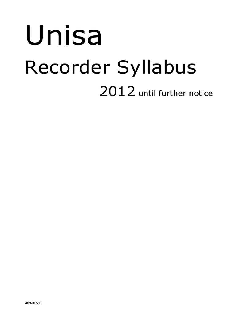 Recorder Syllabus: Unisa | PDF | Suite (Music) | Test (Assessment)