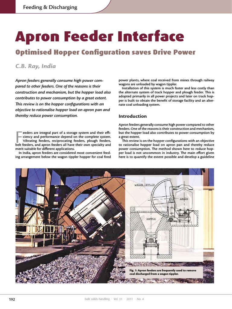 Apron Feeder Interface: Optimised Hopper Configuration Saves Drive ...