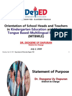 Orientation of School Heads and Teachers in and (Mtbmle)