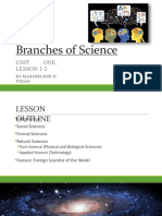 Branches of Science: Unit One, Lesson 1.2