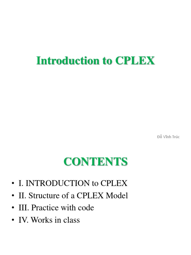 Introduction To CPLEX | PDF | Computer Programming | Computer File