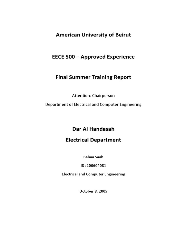 Bahaa Training Report PDF | PDF | Lighting | Electricity