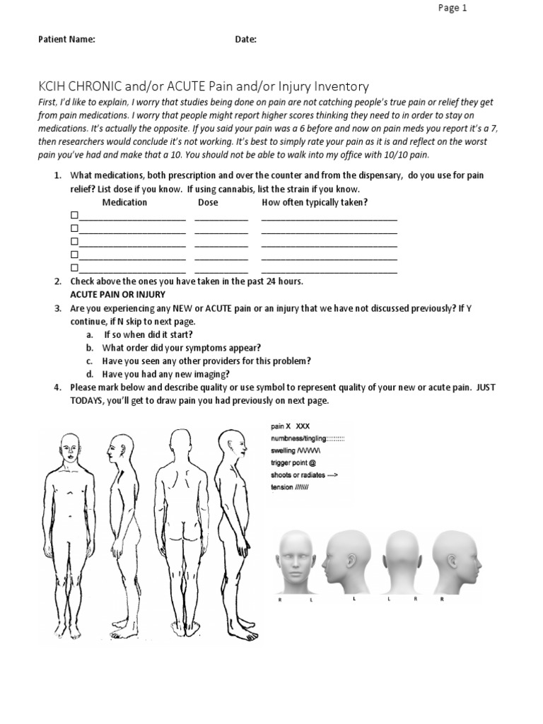 Pain Management Assessment Form | PDF | Pain | Vertebral Column