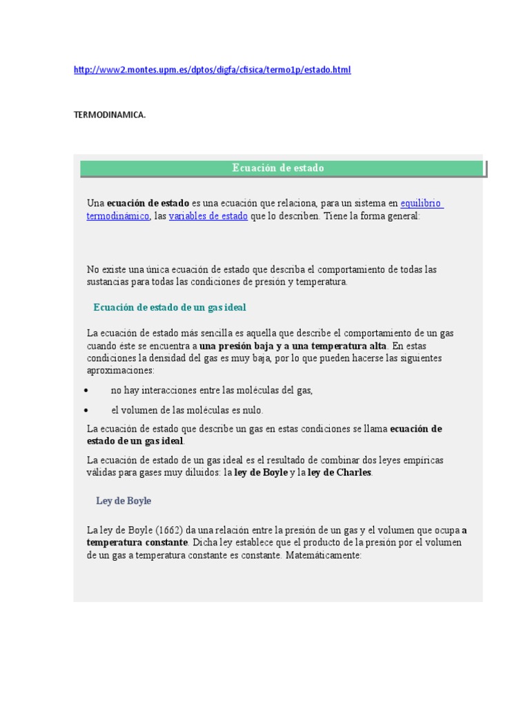 Ecuación de Estado del Gas Ideal | PDF | Gases | Temperatura