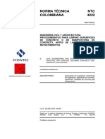 NTC 4222 Procedimientos para Limpiar Superficies de Concreto o de Mampostería de Concreto, Antes de la Aplicación de Revestimientos.pdf