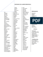 Lista de Productos Jardin Medicinal