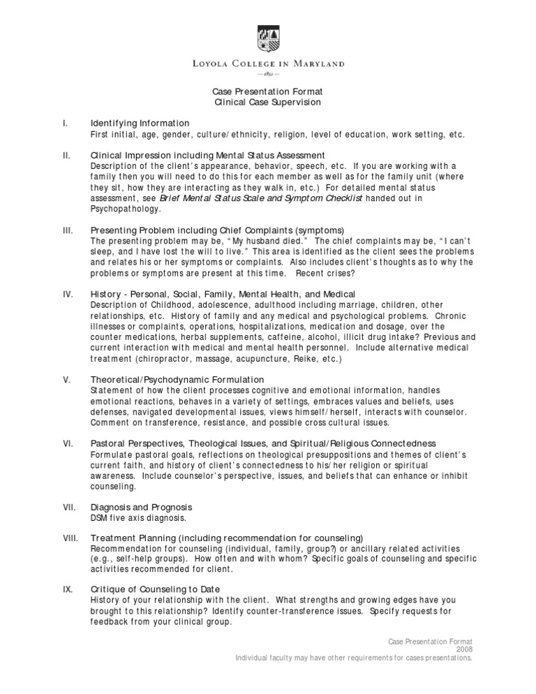 mental health case study format