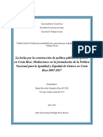 La Lucha Por La Construcción de Política Pública de Género en Costa Rica