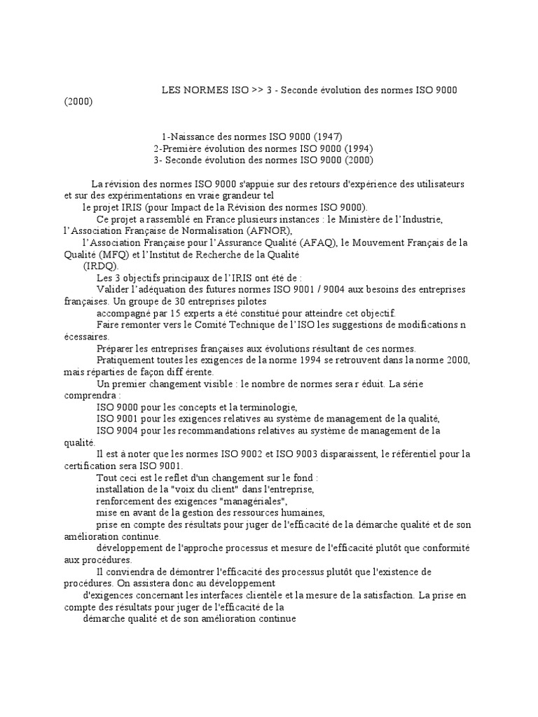 Les Normes Iso-3 | PDF | Management de la qualité | ISO 9000