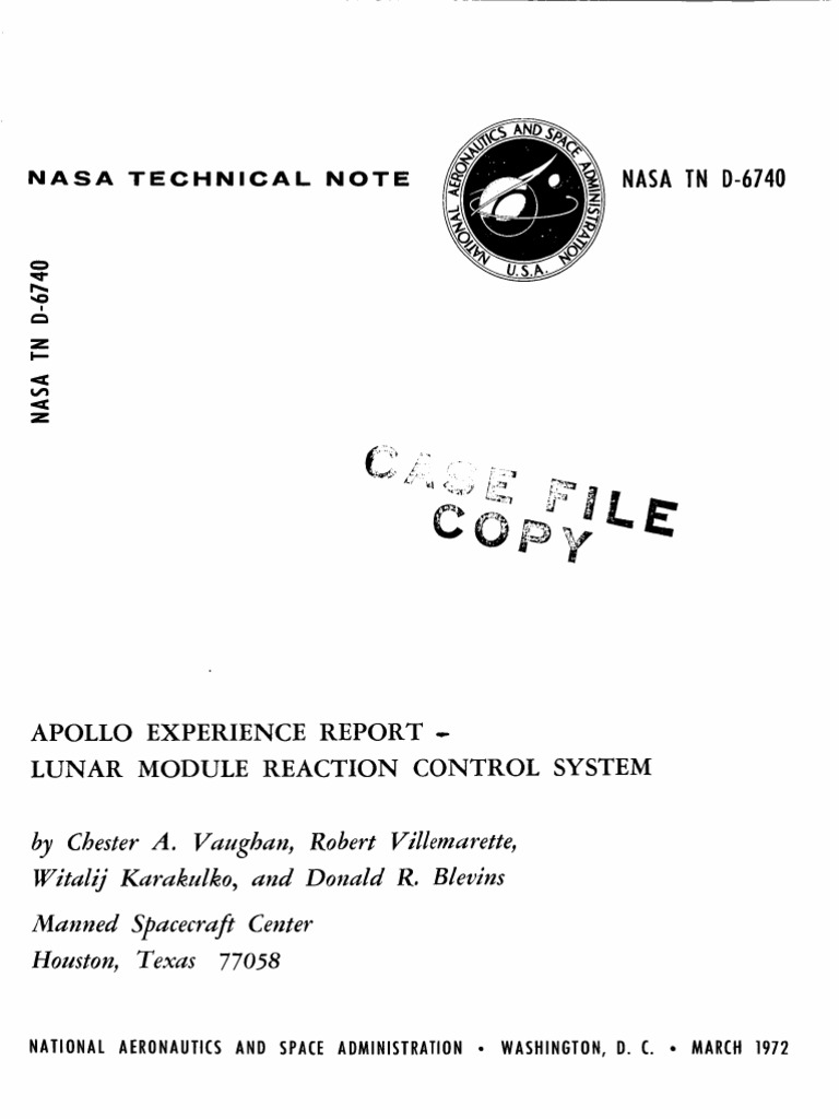 Apollo Lunar Module RCS Overview | PDF | Apollo Lunar Module | Apollo ...