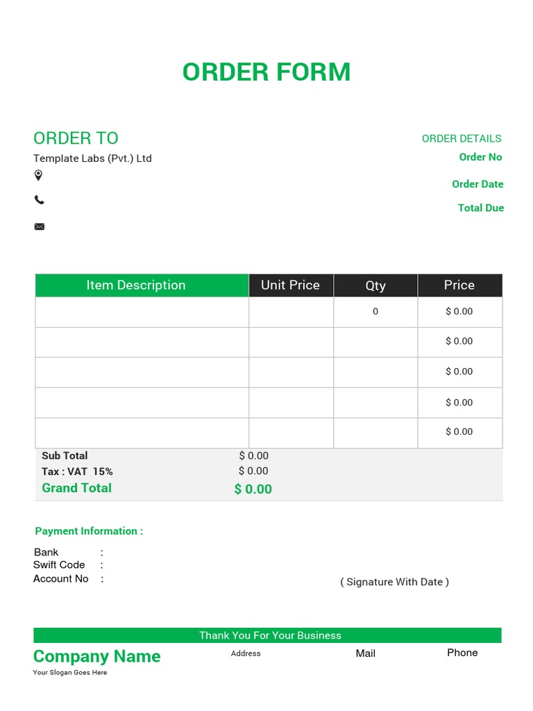 Order Form Template for Businesses | PDF
