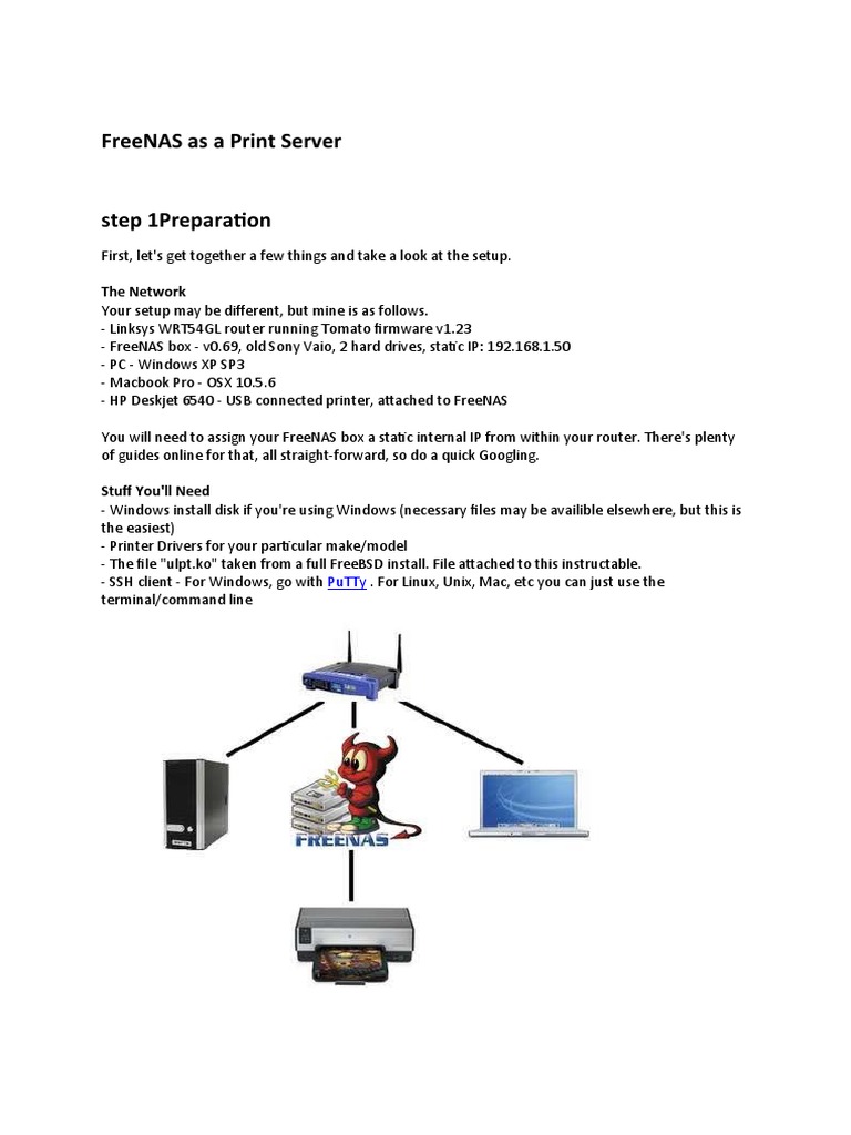 FreeNAS Print Server Setup Guide | PDF | Superuser | Computer Hardware