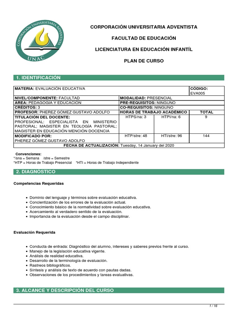 Curso de Evaluación Educativa Infantil | PDF | Evaluación | Plan de ...