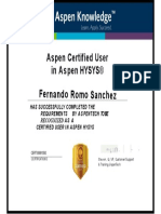 Certificado Aspen Tech Hysys