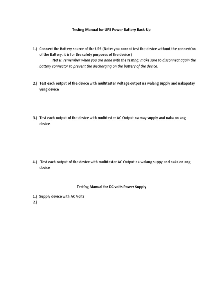 UPS Battery Testing Procedures | PDF | Science & Mathematics