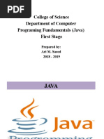 College of Science Department of Computer Programing Fundamentals (Java) First Stage