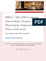 MBA MCOM Campus Internship, Project and Placement Aspiration Data 2018-2020 PDF