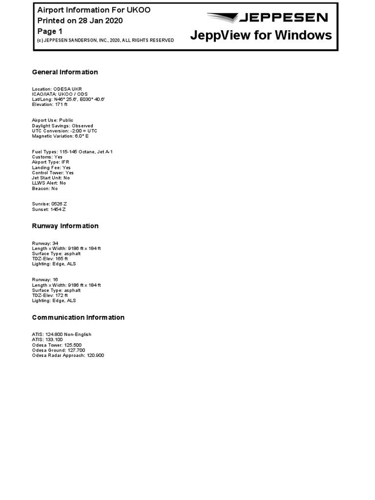 Jeppview For Windows: General Information General Information | PDF ...