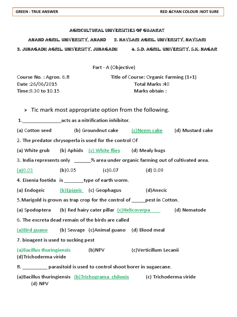 Ag Paper Mcq Solved Pdf Pdf Organic Farming Manure