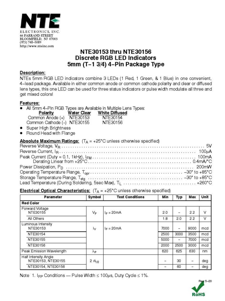 5mm RGB LED Indicator Specifications | PDF | Light Emitting Diode | Rgb ...