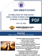 Division Orientation: Guidelines On The Basic Education Enrollment For SCHOOL YEAR 2020-2021