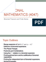 Additional MATHEMATICS (4047) : Binomial Theorem and Finite Series