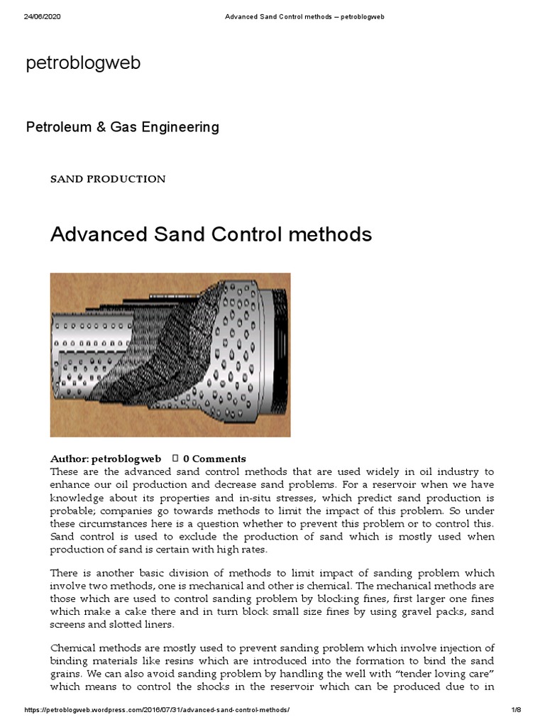 Advanced Sand Control Techniques in Oilfields | PDF | Sand | Petroleum ...