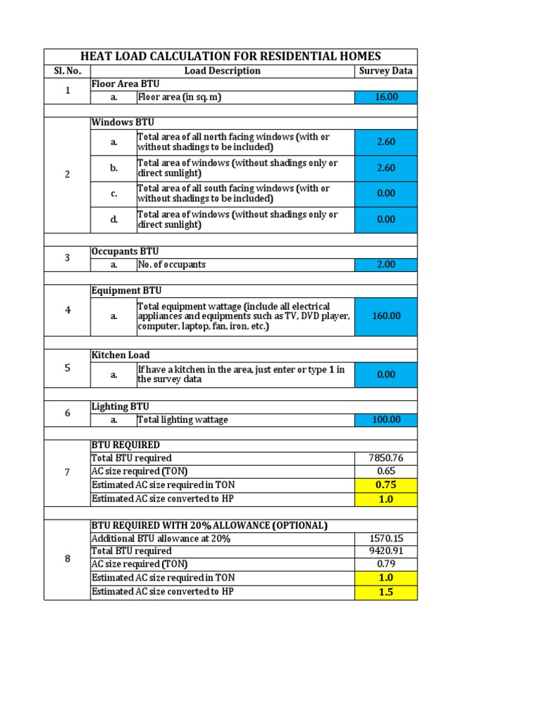 Residential Heat Load Calculation Guide | PDF | Electricity ...