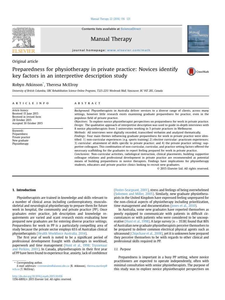 Manual Therapy: Robyn Atkinson, Theresa Mcelroy | PDF | Physical ...