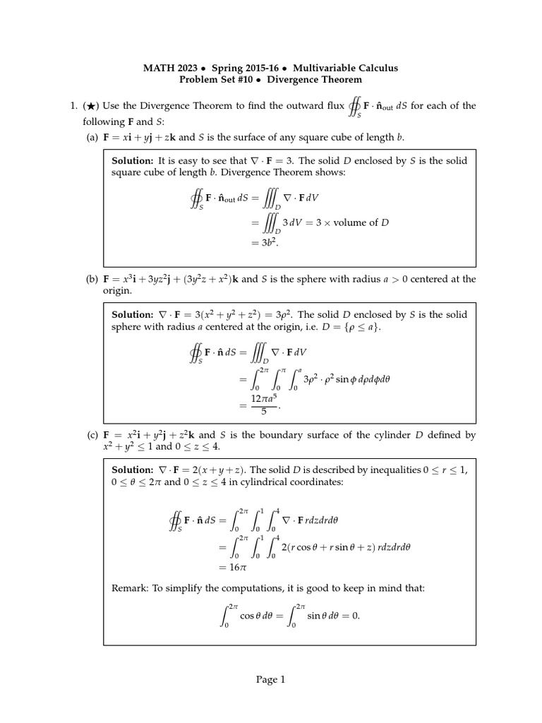 Solution 10 Flux Divergence