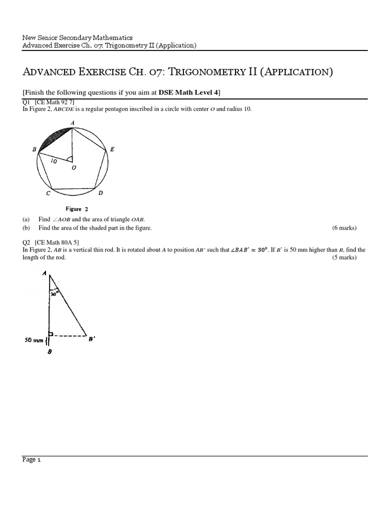Advanced Trigonometry II Exercises | PDF | Area | Triangle