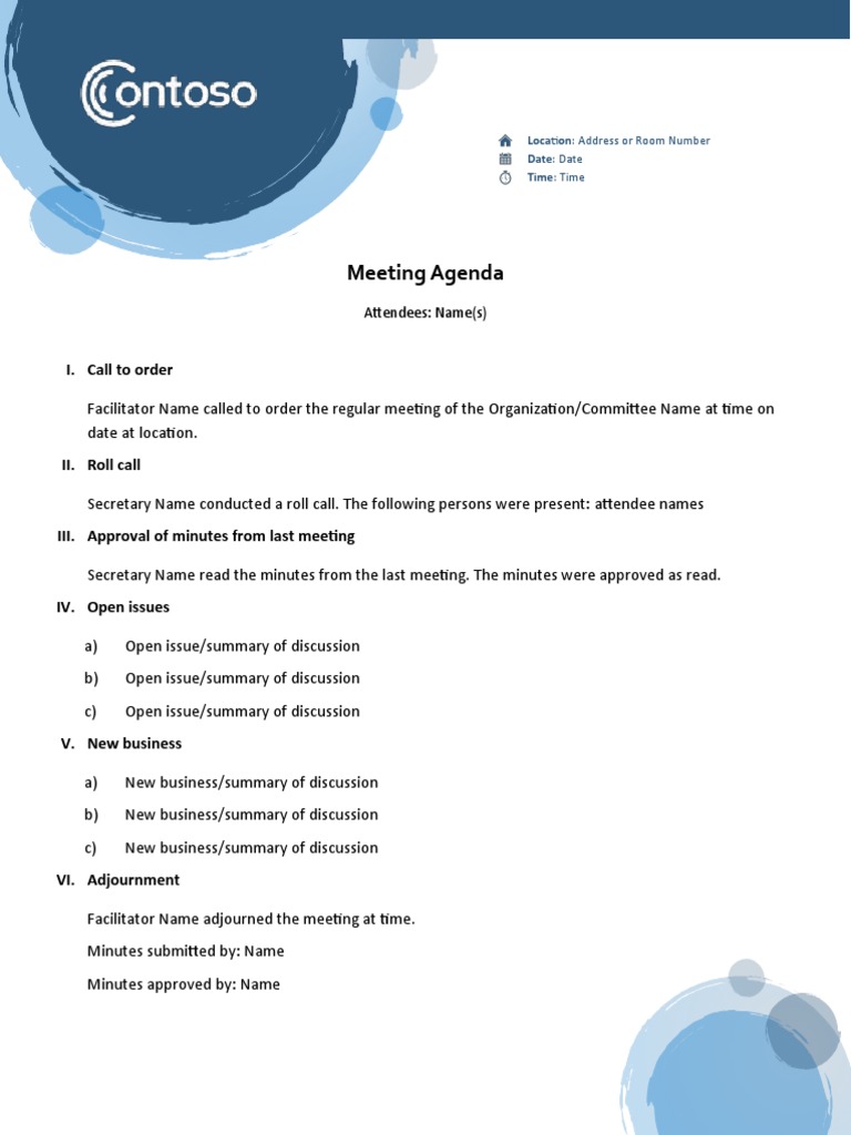 Meeting Agenda: I. Call To Order | PDF