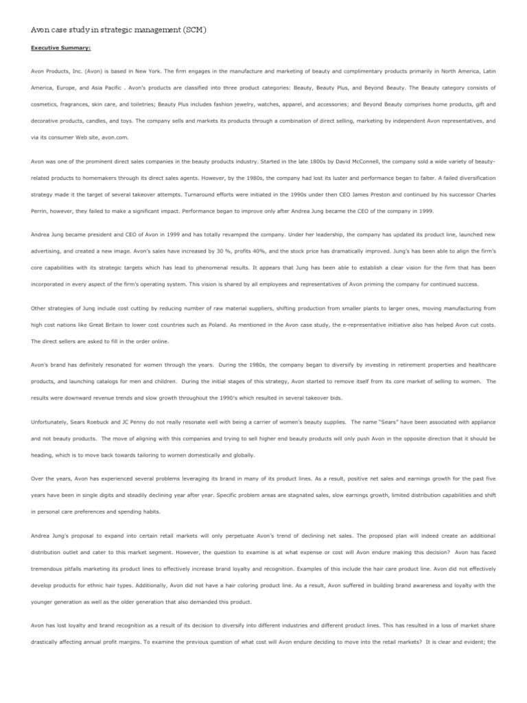 Avon case study strategic management pdf image
