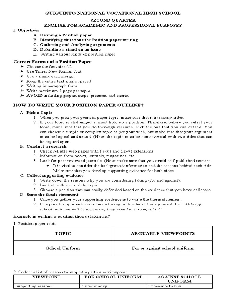 Writing Effective Position Papers | PDF | Argument | Plagiarism
