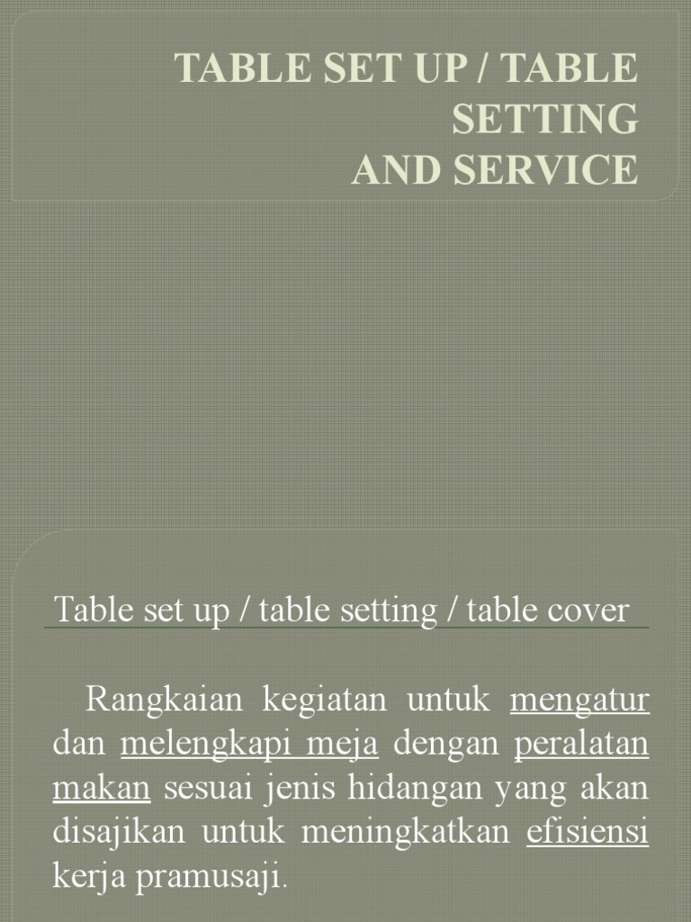 Table Set Up PDF