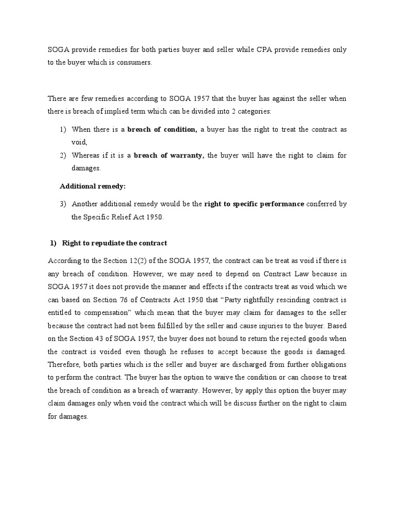 Remedies | PDF | Breach Of Contract | Legal Remedy