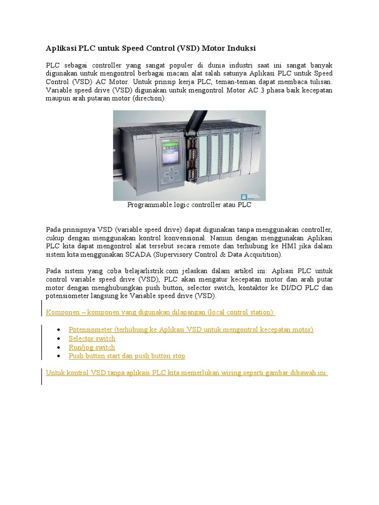 Aplikasi PLC Untuk Speed Control | PDF