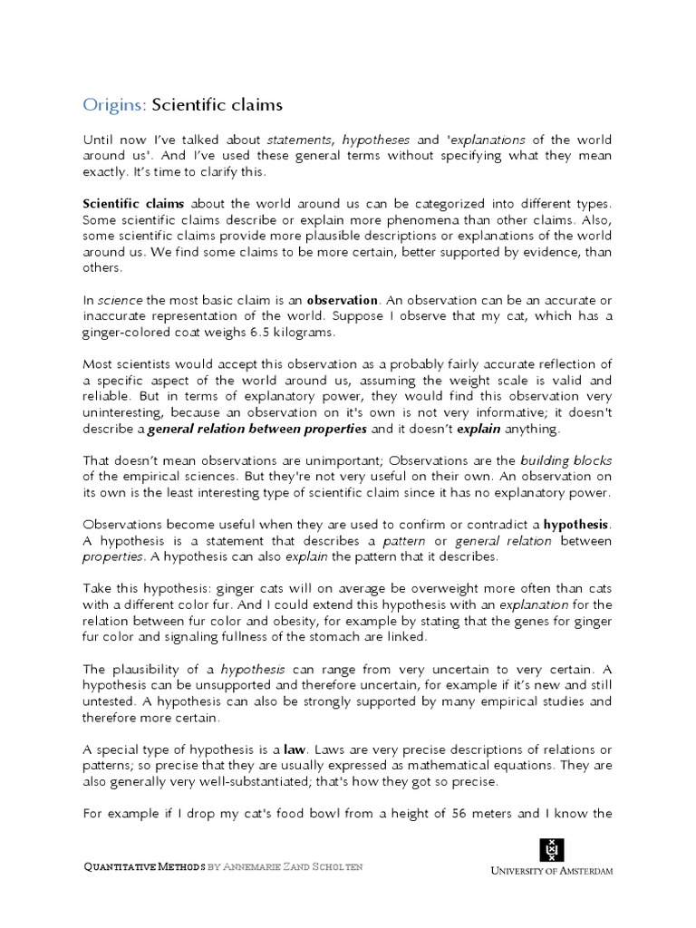 Understanding Scientific Claims and Theories | PDF | Hypothesis | Gravity